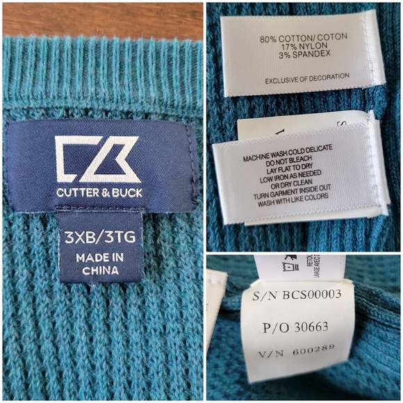 Cutter & Buck Men's Lakemont Mixed Stitch Crew Long Sleeve Sweater Size 3XB Blue - Picture 5 of 10
